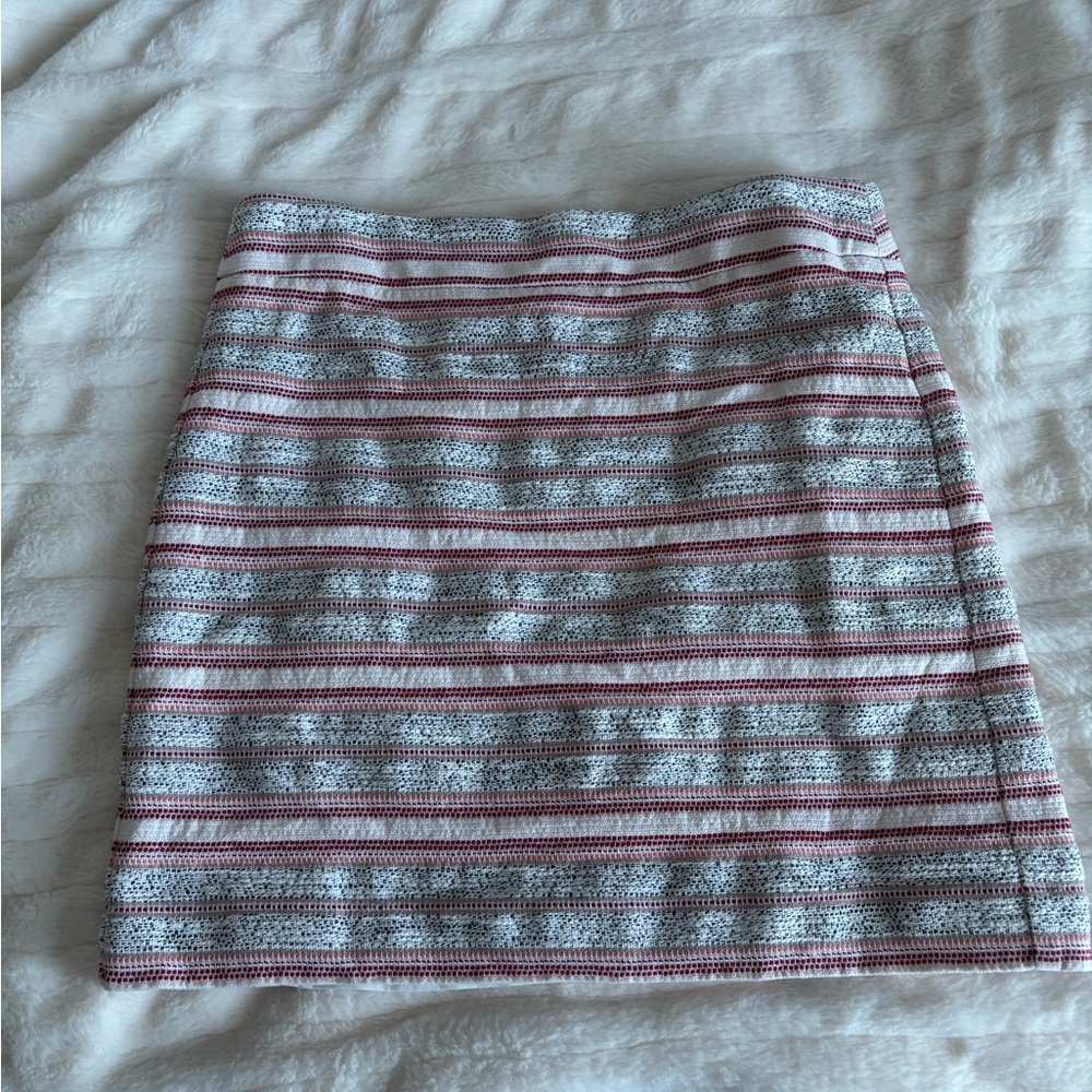 LOFT Pink and Gray Striped Mini Skirt